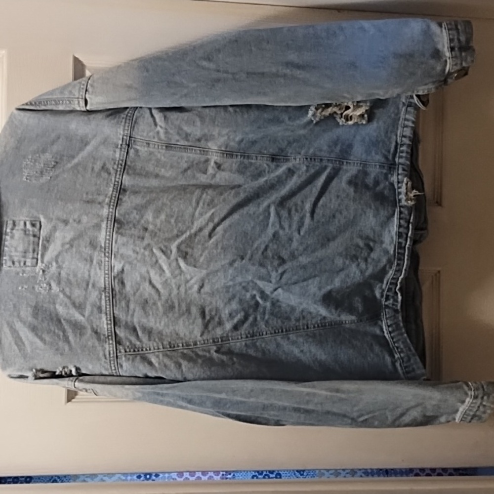 Distressed Denim Jacket (3X) - Picture 13 of 14